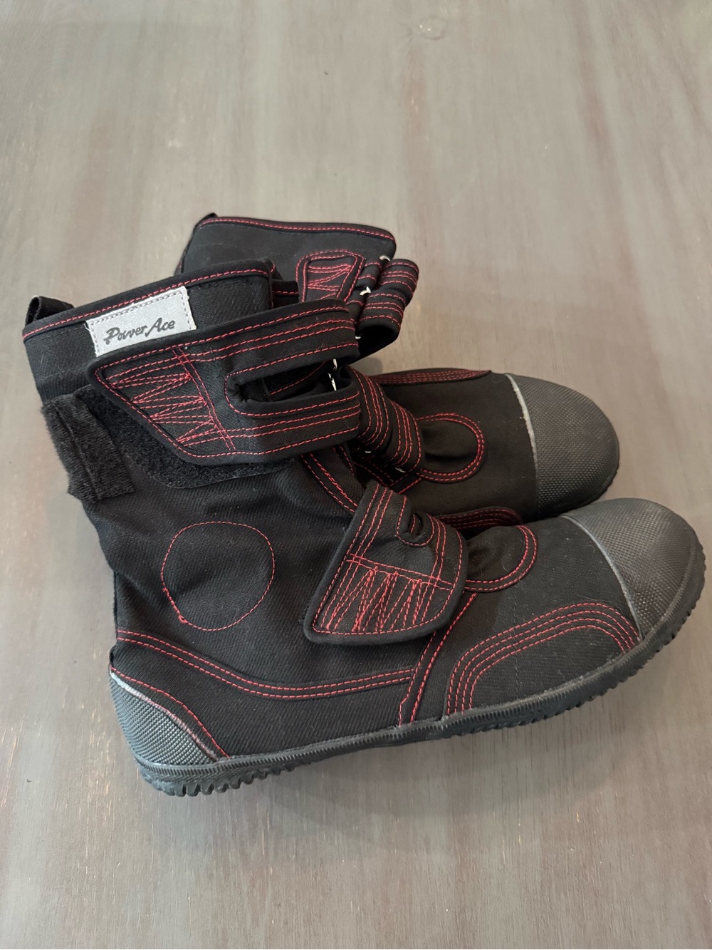 Japanese boots - unisex Black and Red Velcro Boots - approx men’s 11